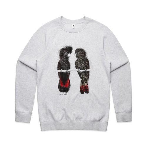 Red Tailed Black Cockatoos Jumper by Lonely Kids Club. All clothing from our T-shirts to our shorts and hoodies are ethically made, and printed packed and shipped from Sydney.