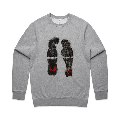 Red Tailed Black Cockatoos Jumper by Lonely Kids Club. All clothing from our T-shirts to our shorts and hoodies are ethically made, and printed packed and shipped from Sydney.