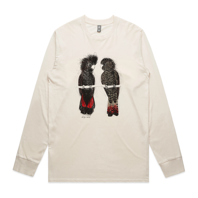 Red Tailed Black Cockatoos Tee by Lonely Kids Club. All clothing from our T-shirts to our shorts and hoodies are ethically made, and printed packed and shipped from Sydney.