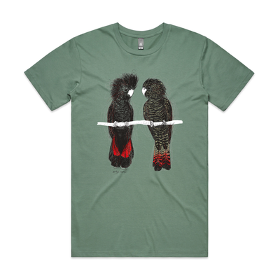 Red Tailed Black Cockatoos Tee by Lonely Kids Club. All clothing from our T-shirts to our shorts and hoodies are ethically made, and printed packed and shipped from Sydney.
