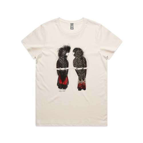 Red Tailed Black Cockatoos Tee by Lonely Kids Club. All clothing from our T-shirts to our shorts and hoodies are ethically made, and printed packed and shipped from Sydney.