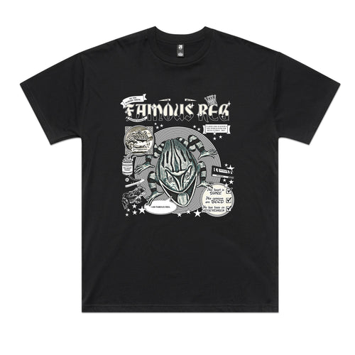 Famous Reg Tee by Lonely Kids Club. All clothing from our T-shirts to our shorts and hoodies are ethically made, and printed packed and shipped from Sydney.