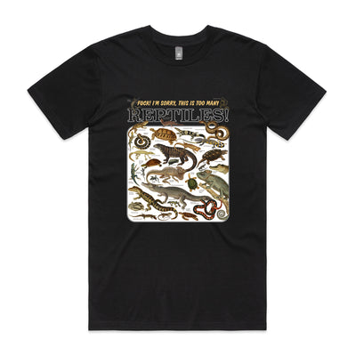 Too Many Reptiles Tee by Lonely Kids Club. All clothing from our T-shirts to our shorts and hoodies are ethically made, and printed packed and shipped from Sydney.