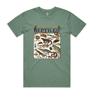 Too Many Reptiles Tee by Lonely Kids Club. All clothing from our T-shirts to our shorts and hoodies are ethically made, and printed packed and shipped from Sydney.