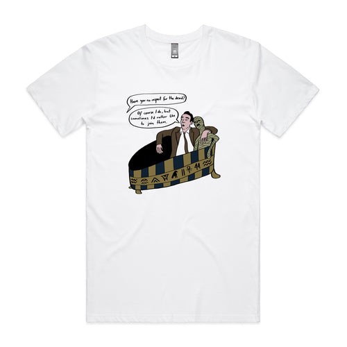 Respect For The Dead Tee by Lonely Kids Club. All clothing from our T-shirts to our shorts and hoodies are ethically made, and printed packed and shipped from Sydney.