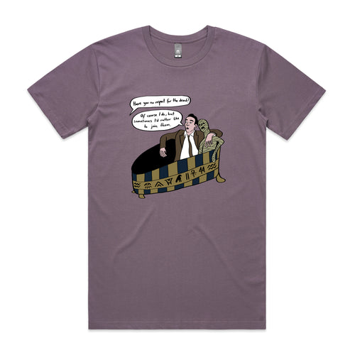 Respect For The Dead Tee by Lonely Kids Club. All clothing from our T-shirts to our shorts and hoodies are ethically made, and printed packed and shipped from Sydney.