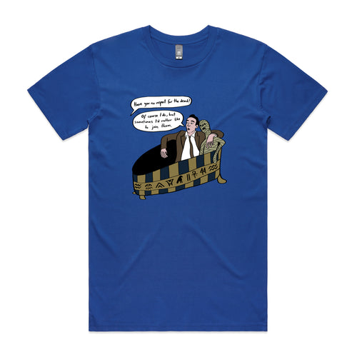 Respect For The Dead Tee by Lonely Kids Club. All clothing from our T-shirts to our shorts and hoodies are ethically made, and printed packed and shipped from Sydney.