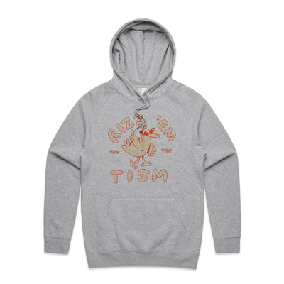 Rizz 'Em With The 'Tism Hoodie by Lonely Kids Club. All clothing from our T-shirts to our shorts and hoodies are ethically made, and printed packed and shipped from Sydney.