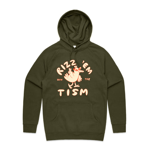 Rizz 'Em With The 'Tism Hoodie by Lonely Kids Club. All clothing from our T-shirts to our shorts and hoodies are ethically made, and printed packed and shipped from Sydney.