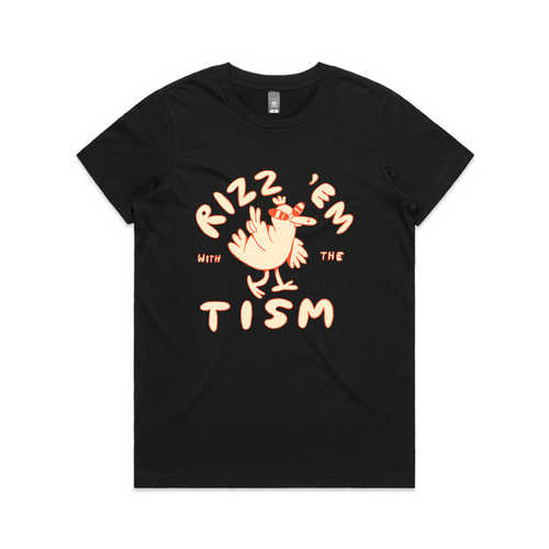 Rizz 'Em With The 'Tism Tee by Lonely Kids Club. All clothing from our T-shirts to our shorts and hoodies are ethically made, and printed packed and shipped from Sydney.