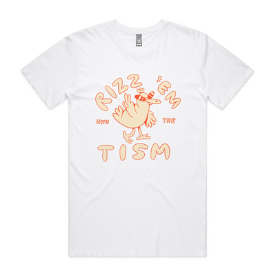 Rizz 'Em With The 'Tism Tee by Lonely Kids Club. All clothing from our T-shirts to our shorts and hoodies are ethically made, and printed packed and shipped from Sydney.