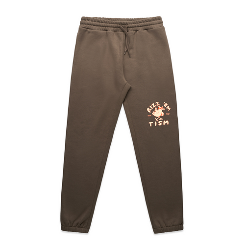 Rizz 'Em With The 'Tism Track Pants by Lonely Kids Club. All clothing from our T-shirts to our shorts and hoodies are ethically made, and printed packed and shipped from Sydney.