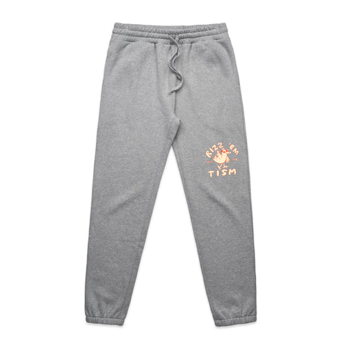 Rizz 'Em With The 'Tism Track Pants by Lonely Kids Club. All clothing from our T-shirts to our shorts and hoodies are ethically made, and printed packed and shipped from Sydney.