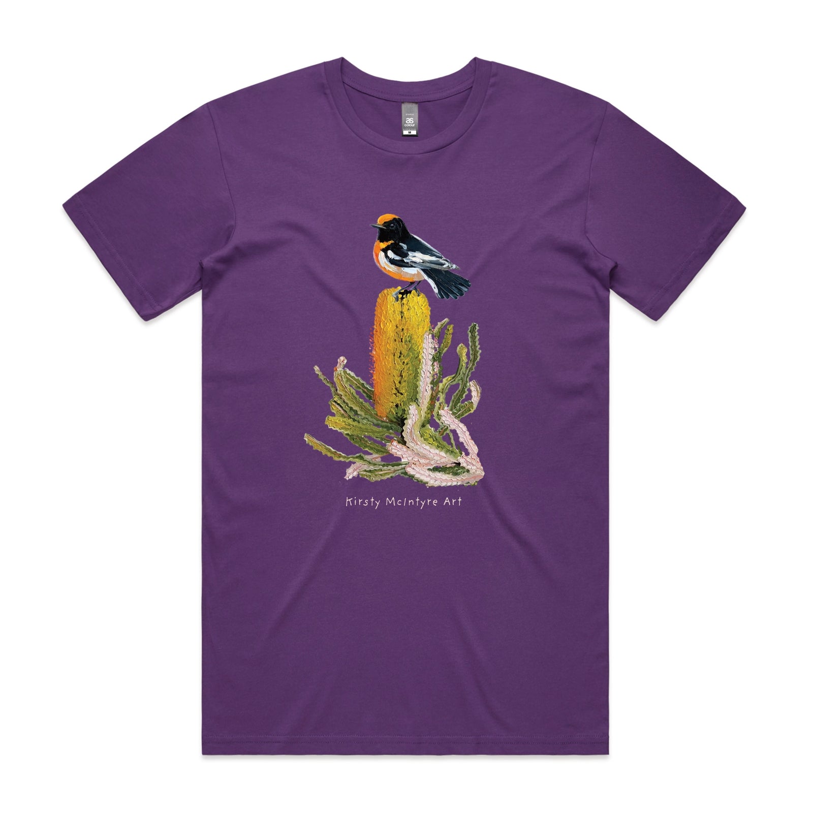 Purple unisex t-shirt with Red Robin graphic by Lonely Kids Club
