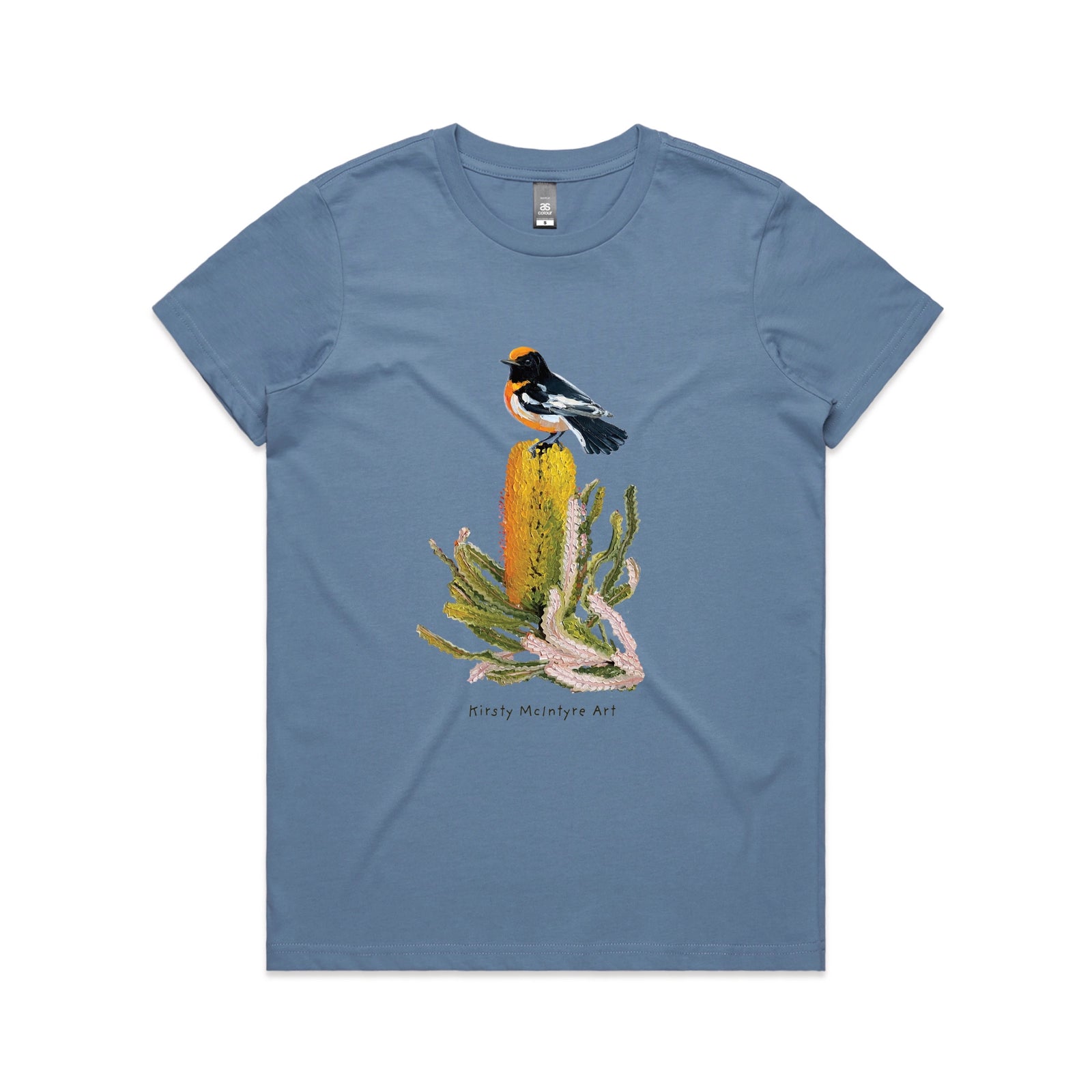 Carolina Blue fitted womens t-shirt with Red Robin graphic by Lonely Kids Club