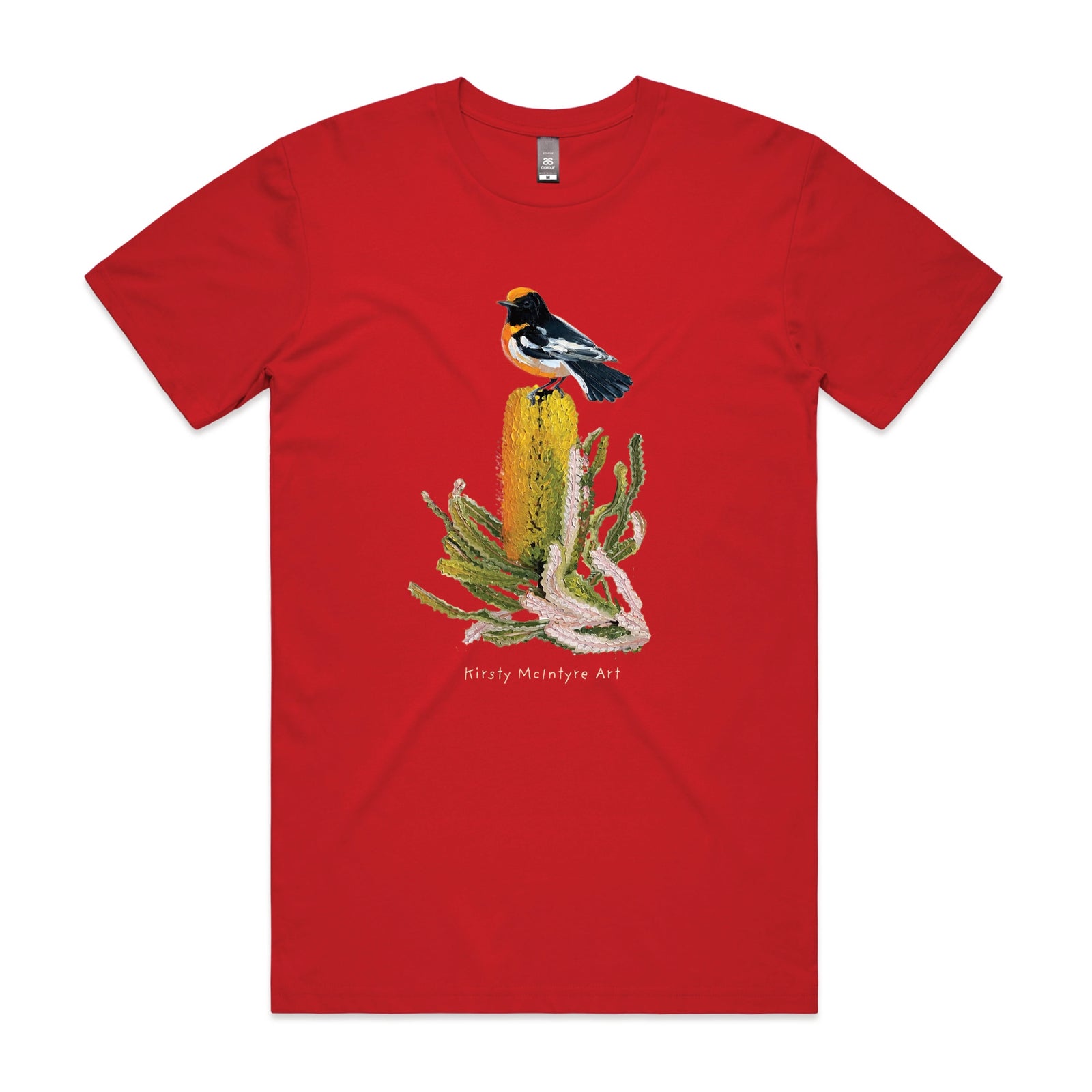 Red unisex t-shirt with Red Robin graphic by Lonely Kids Club