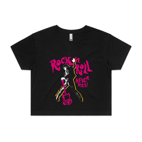 Rock 'n Roll Never Dies Tee by Lonely Kids Club. All clothing from our T-shirts to our shorts and hoodies are ethically made, and printed packed and shipped from Sydney.