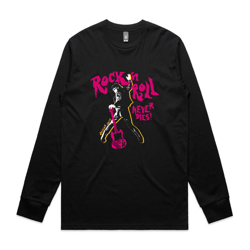 Rock 'n Roll Never Dies Tee by Lonely Kids Club. All clothing from our T-shirts to our shorts and hoodies are ethically made, and printed packed and shipped from Sydney.