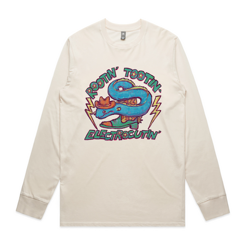 Rootin' Tootin' Electrocutin' Tee by Lonely Kids Club. All clothing from our T-shirts to our shorts and hoodies are ethically made, and printed packed and shipped from Sydney.