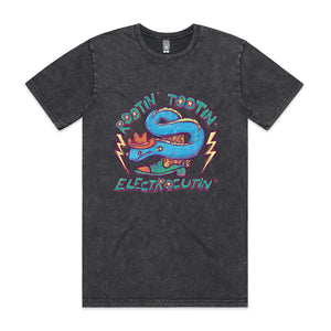Rootin' Tootin' Electrocutin' Tee by Lonely Kids Club. All clothing from our T-shirts to our shorts and hoodies are ethically made, and printed packed and shipped from Sydney.