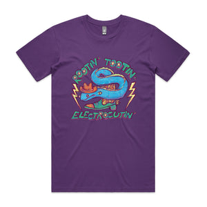 Rootin' Tootin' Electrocutin' Tee by Lonely Kids Club. All clothing from our T-shirts to our shorts and hoodies are ethically made, and printed packed and shipped from Sydney.