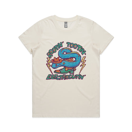Rootin' Tootin' Electrocutin' Tee by Lonely Kids Club. All clothing from our T-shirts to our shorts and hoodies are ethically made, and printed packed and shipped from Sydney.