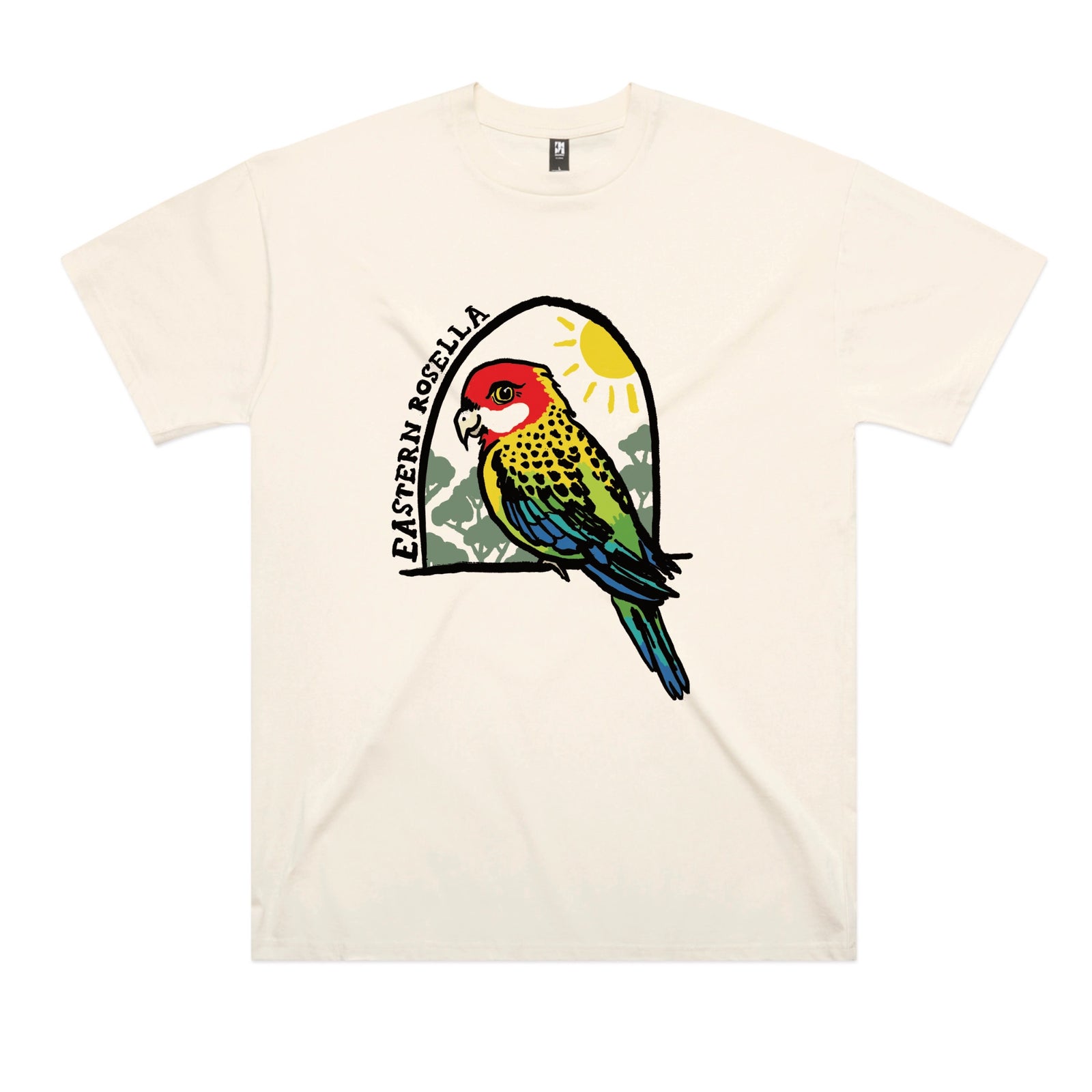 Ecru oversized t-shirt with Eastern Rosella graphic by Lonely Kids Club
