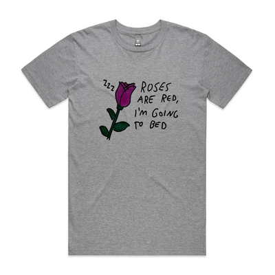 Roses Are Red Tee by Lonely Kids Club. All clothing from our T-shirts to our shorts and hoodies are ethically made, and printed packed and shipped from Sydney.