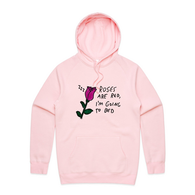 Roses Are Red Hoodie by Lonely Kids Club. All clothing from our T-shirts to our shorts and hoodies are ethically made, and printed packed and shipped from Sydney.