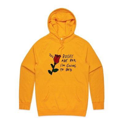Roses Are Red Hoodie by Lonely Kids Club. All clothing from our T-shirts to our shorts and hoodies are ethically made, and printed packed and shipped from Sydney.