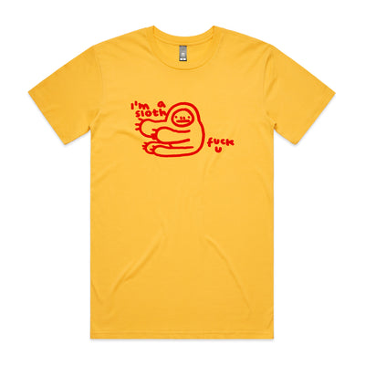 Rude Sloth Tee by Lonely Kids Club. All clothing from our T-shirts to our shorts and hoodies are ethically made, and printed packed and shipped from Sydney.
