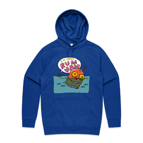 Rum Ham Hoodie by Lonely Kids Club. All clothing from our T-shirts to our shorts and hoodies are ethically made, and printed packed and shipped from Sydney.