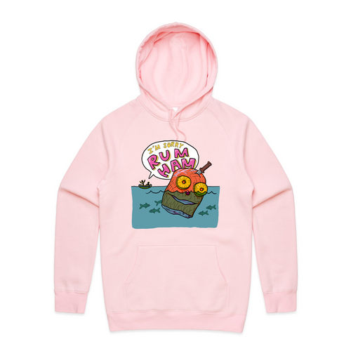 Rum Ham Hoodie by Lonely Kids Club. All clothing from our T-shirts to our shorts and hoodies are ethically made, and printed packed and shipped from Sydney.