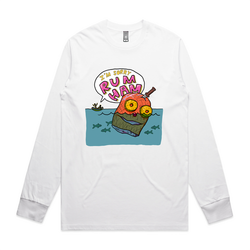 Rum Ham Tee by Lonely Kids Club. All clothing from our T-shirts to our shorts and hoodies are ethically made, and printed packed and shipped from Sydney.