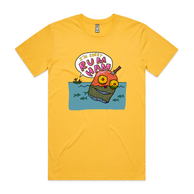 Rum Ham Tee by Lonely Kids Club. All clothing from our T-shirts to our shorts and hoodies are ethically made, and printed packed and shipped from Sydney.