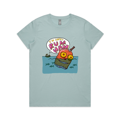 Rum Ham Tee by Lonely Kids Club. All clothing from our T-shirts to our shorts and hoodies are ethically made, and printed packed and shipped from Sydney.