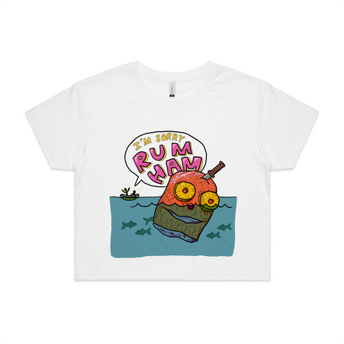 Rum Ham Tee by Lonely Kids Club. All clothing from our T-shirts to our shorts and hoodies are ethically made, and printed packed and shipped from Sydney.