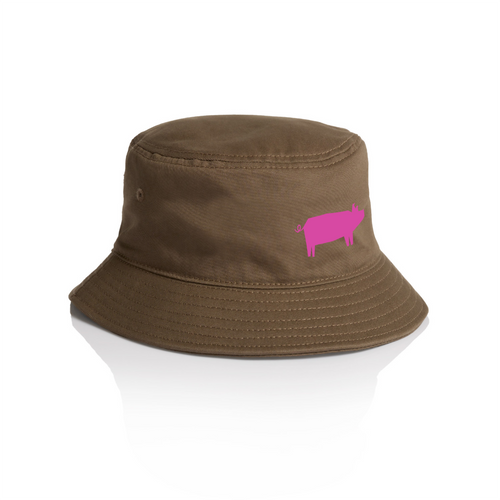 Slush Pig Bucket Hat by Lonely Kids Club. All clothing from our T-shirts to our shorts and hoodies are ethically made, and printed packed and shipped from Sydney.