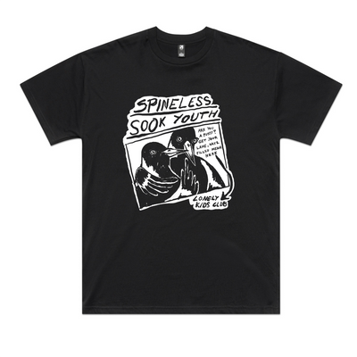 Spineless Sook Youth Oversized Tee by Lonely Kids Club. All clothing from our T-shirts to our shorts and hoodies are ethically made, and printed packed and shipped from Sydney.