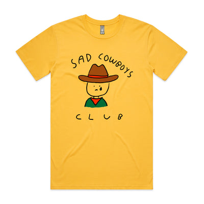 Sad Cowboys Club Tee by Lonely Kids Club. All clothing from our T-shirts to our shorts and hoodies are ethically made, and printed packed and shipped from Sydney.