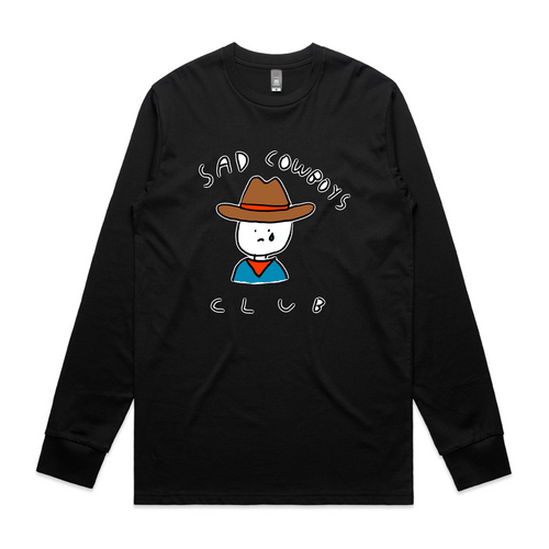 Sad Cowboys Club Tee by Lonely Kids Club. All clothing from our T-shirts to our shorts and hoodies are ethically made, and printed packed and shipped from Sydney.