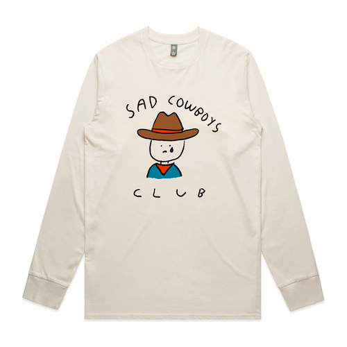 Sad Cowboys Club Tee by Lonely Kids Club. All clothing from our T-shirts to our shorts and hoodies are ethically made, and printed packed and shipped from Sydney.