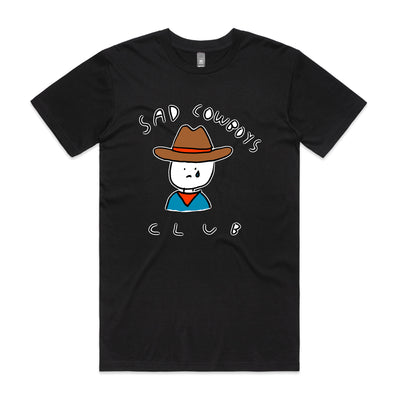 Sad Cowboys Club Tee by Lonely Kids Club. All clothing from our T-shirts to our shorts and hoodies are ethically made, and printed packed and shipped from Sydney.