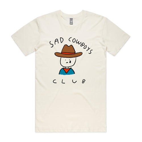 Sad Cowboys Club Tee by Lonely Kids Club. All clothing from our T-shirts to our shorts and hoodies are ethically made, and printed packed and shipped from Sydney.