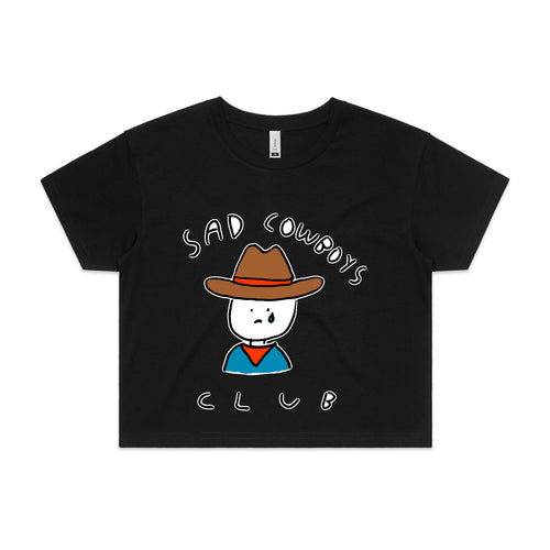 Sad Cowboys Club Tee by Lonely Kids Club. All clothing from our T-shirts to our shorts and hoodies are ethically made, and printed packed and shipped from Sydney.