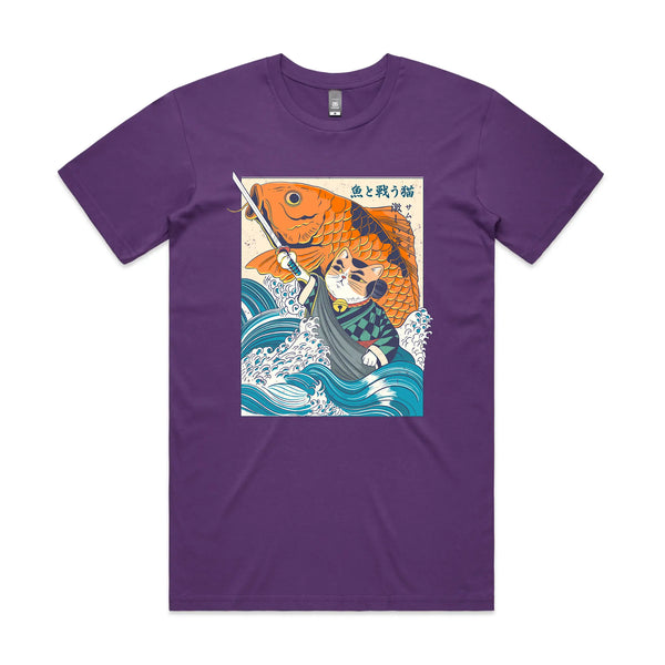 Samurai Cat And Koi Fish Tee