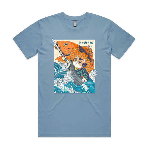 Samurai Cat And Koi Fish Tee