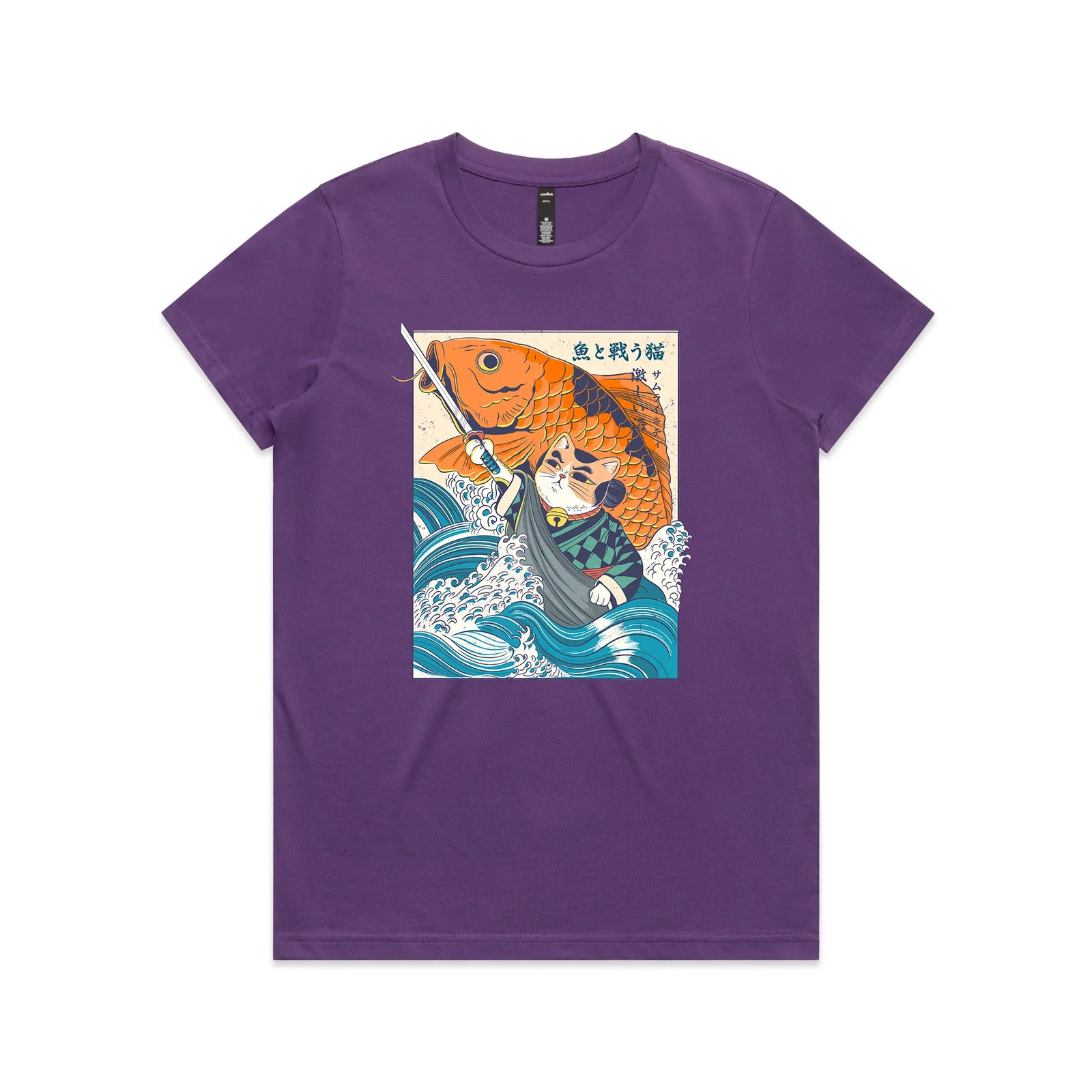 Samurai Cat And Koi Fish Tee