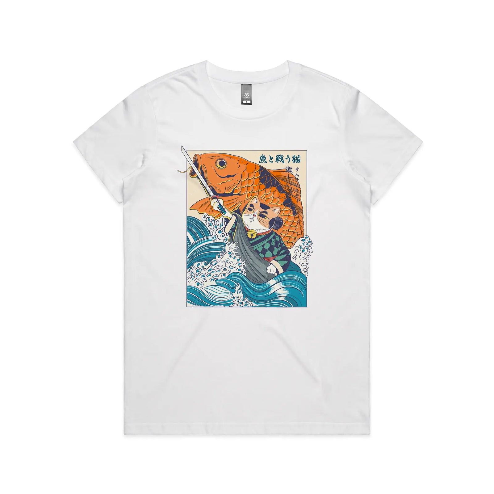 Samurai Cat And Koi Fish Tee