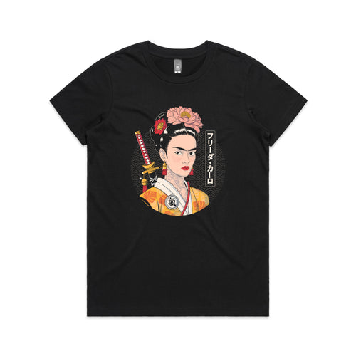 Samurai Frida Tee by Lonely Kids Club. All clothing from our T-shirts to our shorts and hoodies are ethically made, and printed packed and shipped from Sydney.